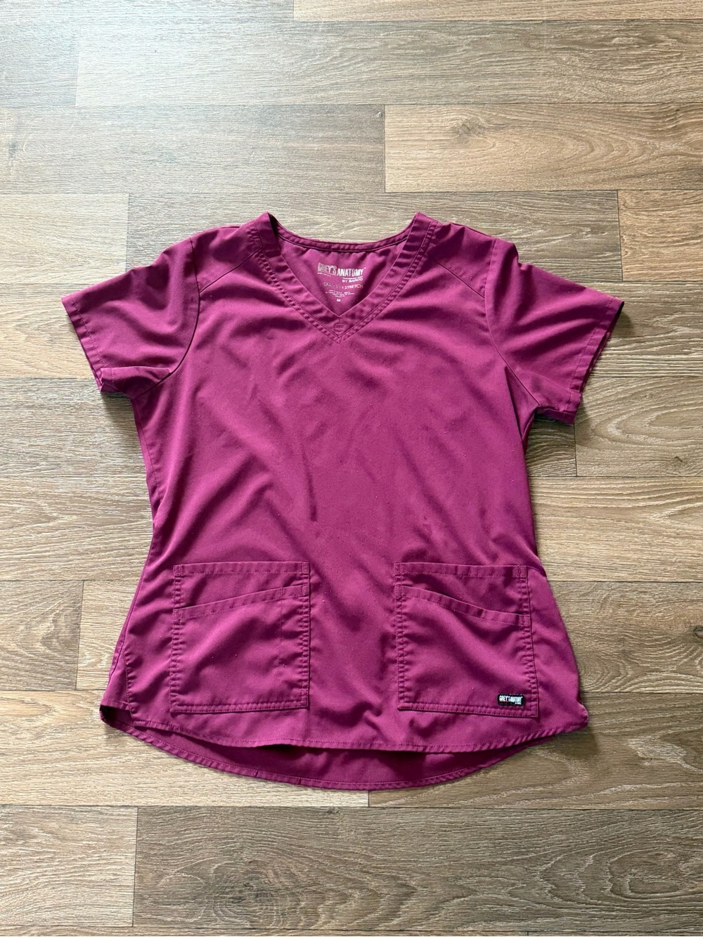 Grey's Anatomy by Barco Spandex Stretch Scrub Top Burgundy Size Medium